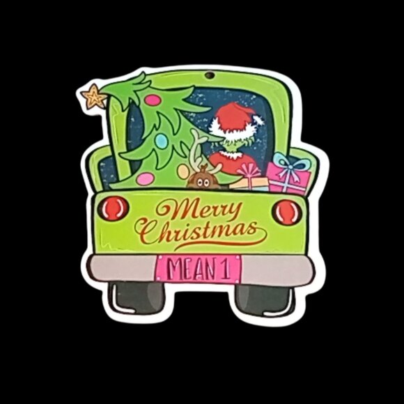 ๐ฏ 10 for $12 / Grinch in Green Truck Chipboard Christmas Ornament Mean 1 - Picture 4 of 12